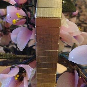 Vintage Gold-Tone Bracelet with Pink Floral Bead Accents